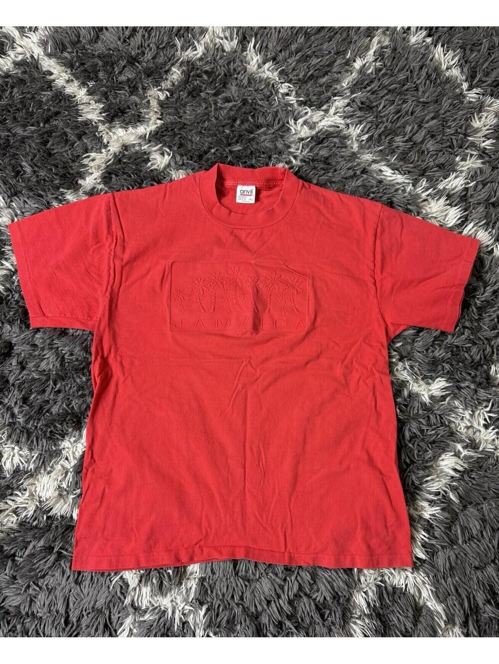 Vintage 90s Jamaica T Shirt Adult XL Single Stitch Red Short Sleeve Grail